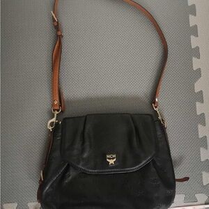MCM Black Leather Crossbody Bag
